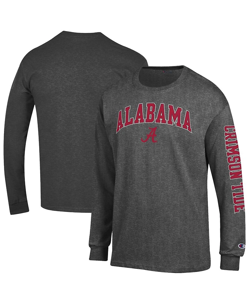 Champion Men's Charcoal Alabama Crimson Tide Arch Over Logo 2-Hit Long Sleeve T-Shirt
