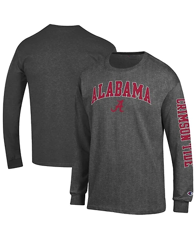 Champion Men's Charcoal Alabama Crimson Tide Arch Over Logo 2-Hit Long Sleeve T-Shirt