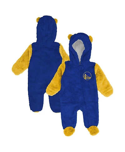 Outerstuff Baby Boys and Girls Newborn Royal Golden State Warriors Stay Napping Fleece Bunting Full-Zip Sleeper