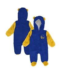 Outerstuff Baby Boys and Girls Newborn Royal Golden State Warriors Stay Napping Fleece Bunting Full-Zip Sleeper