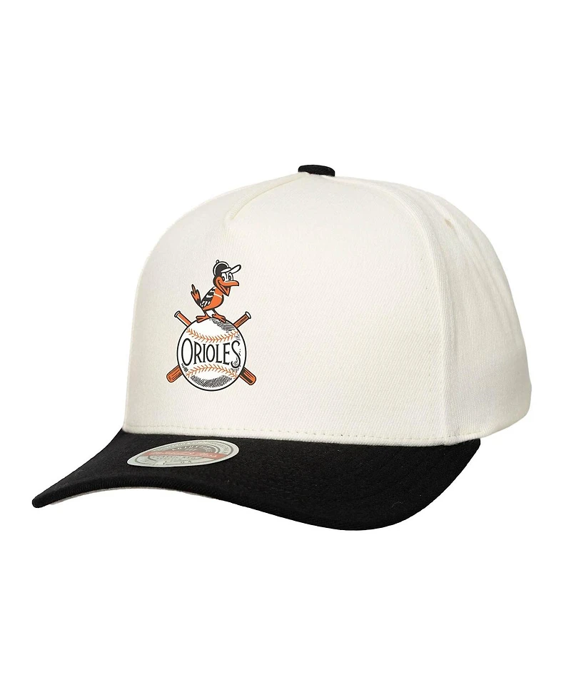 Mitchell & Ness Men's Cream Baltimore Orioles Coop Stretch-Snapback Hat