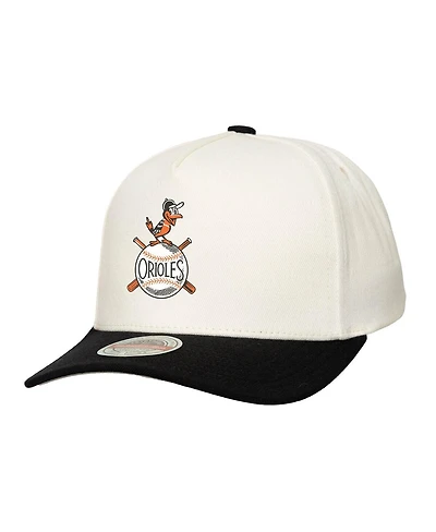 Mitchell & Ness Men's Cream Baltimore Orioles Coop Stretch-Snapback Hat