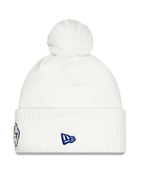New Era Men's White Buffalo Bills 2025 Rivalries Collection Sideline Cuffed Pom with Knit Hat