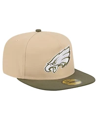 New Era Men's Beige/Olive Philadelphia Eagles Color Pack A-Frame 59FIFTY Fitted Hat