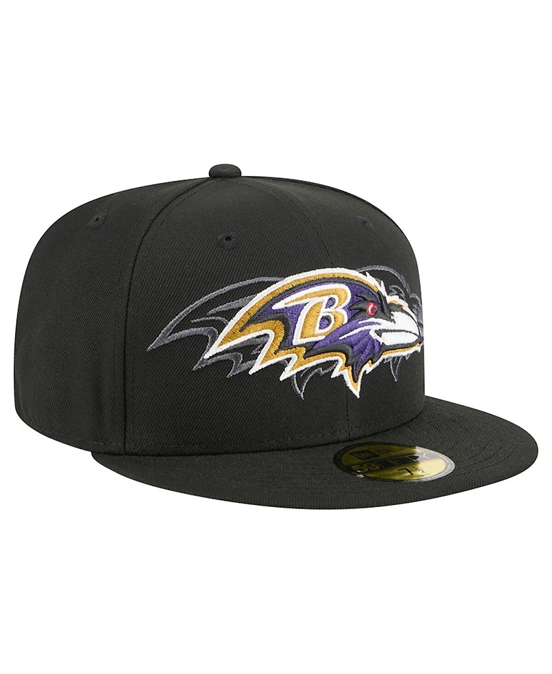 New Era Men's Black Baltimore Ravens Tri-Hit 59FIFTY Fitted Hat