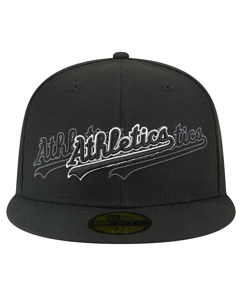 New Era Men's Black Athletics Tri-Hit 59FIFTY Fitted Hat