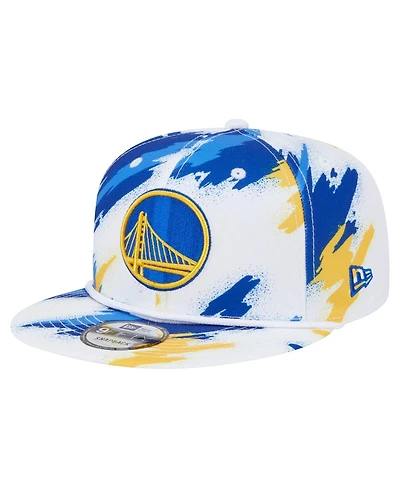 New Era Men's White Golden State Warriors Paint 9FIFTY Snapback Hat