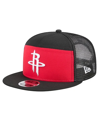 New Era Men's Red/Black Houston Rockets Outdoor Split Panel 9FIFTY Snapback Hat