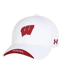 Under Armour Men's White Wisconsin Badgers Sideline Blitzing Accent Adjustable Hat
