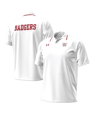 Under Armour Men's White Wisconsin Badgers 1980 Throwback Game Polo Shirt