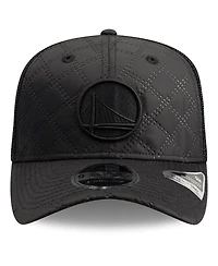 New Era Men's Black Golden State Warriors Quilted Nylon 9SEVENTY Trucker Adjustable Hat