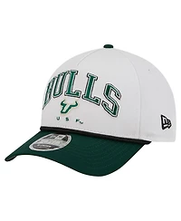 New Era Men's White/Green South Florida Bulls Arch Two-Tone Rope 9FORTY A-Frame M-Crown Adjustable Hat