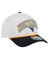 New Era Men's White/Navy West Virginia Mountaineers Arch Two-Tone Rope 9FORTY A-Frame M-Crown Adjustable Hat