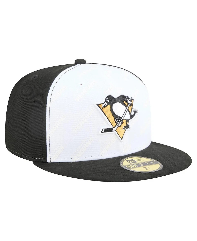 New Era Men's White/Black Pittsburgh Penguins Repeat Two-Tone 59FIFTY Fitted Hat