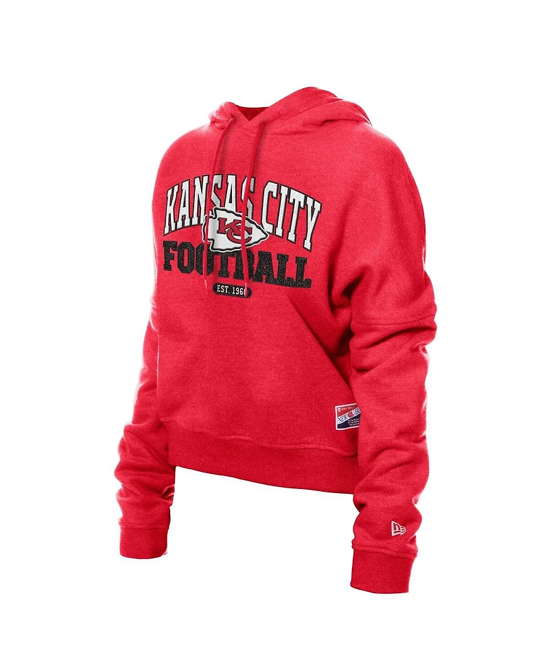 New Era Women's Red Kansas City Chiefs Throwback Boxy Hoodie Sweatshirt