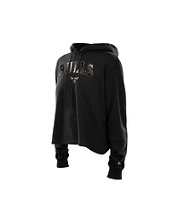 New Era Women's Black Chicago Bulls Glam Game Open Back Hoodie