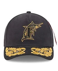 New Era Men's Black Florida Marlins A-Frame 9FORTY Adjustable Hat