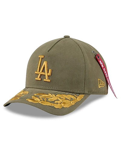 New Era Men's Olive Los Angeles Dodgers A-Frame 9FORTY Adjustable Hat