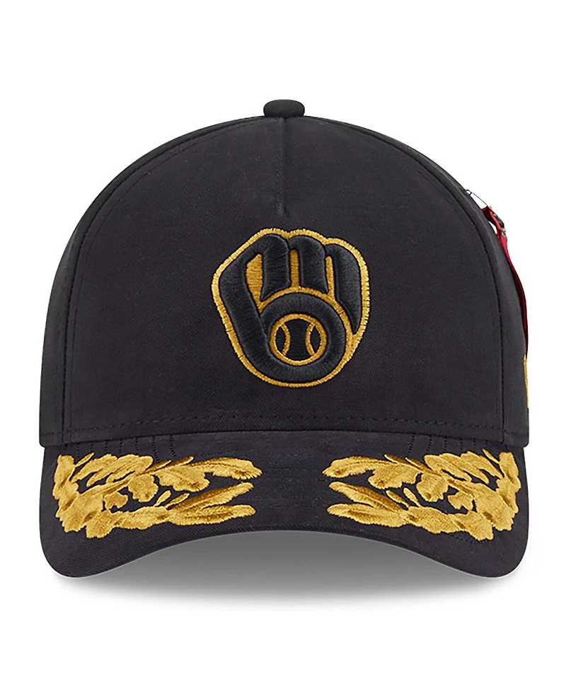 New Era Men's Black Milwaukee Brewers A-Frame 9FORTY Adjustable Hat