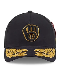 New Era Men's Black Milwaukee Brewers A-Frame 9FORTY Adjustable Hat