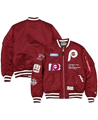 New Era Men's Maroon Philadelphia Phillies Full-Zip Bomber Jacket