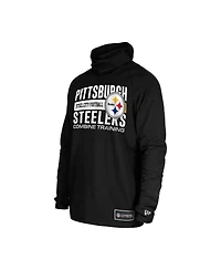 New Era Men's Black Pittsburgh Steelers Functional Fandom Balaclava Helmet Stripe Tri-Blend Hoodie
