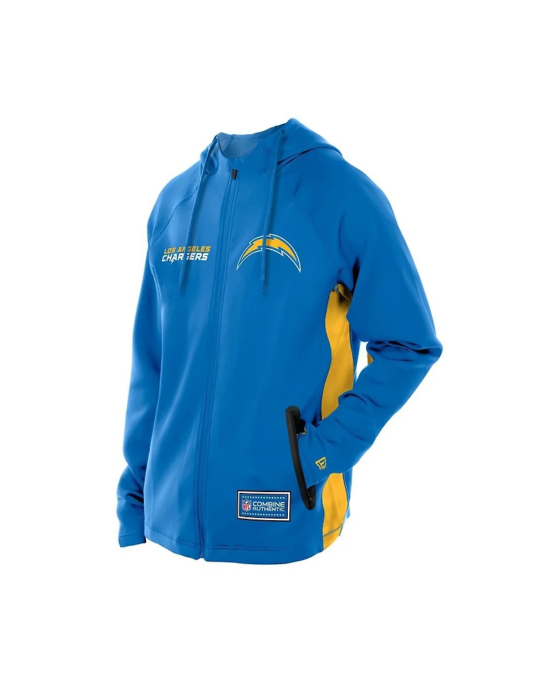 New Era Men's Powder Blue Los Angeles Chargers Combine Authentic Raglan Scuba Full-Zip Hoodie