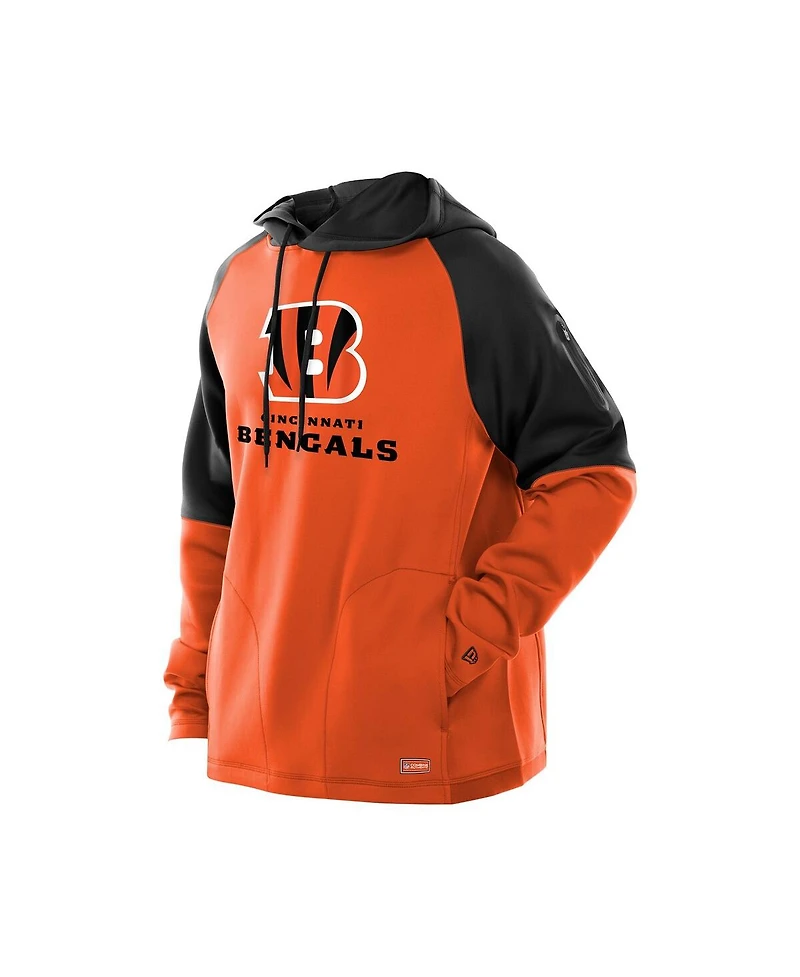New Era Men's Orange Cincinnati Bengals Combine Authentic Color Block Raglan Pullover Hoodie