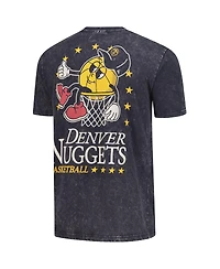 New Era Men's Heather Black Denver Nuggets Old School Sport Enzyme Wash Oversized T-Shirt