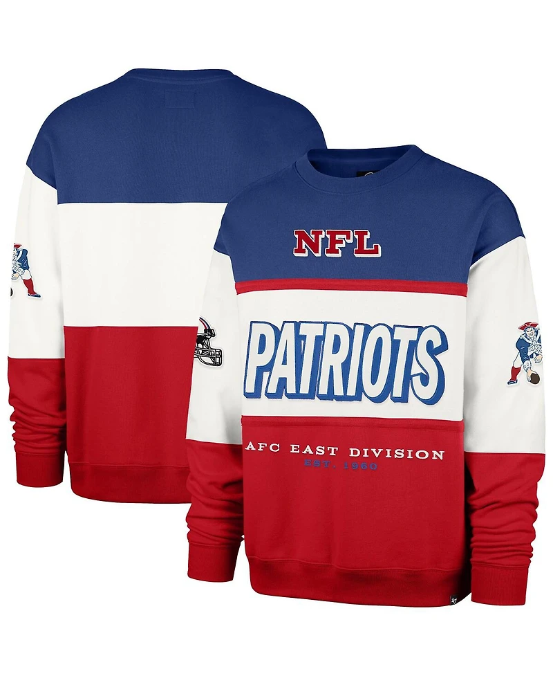 '47 Brand Men's Royal/Red New England Patriots Throwback Breeze Maximalist Sweatshirt
