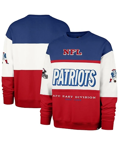 '47 Brand Men's Royal/Red New England Patriots Throwback Breeze Maximalist Sweatshirt