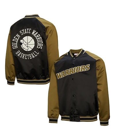 Mitchell & Ness Men's Olive/Black Golden State Warriors Clutch Satin Raglan Full-Snap Jacket