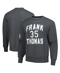 Mitchell & Ness Men's Frank Thomas Heather Charcoal Chicago White Sox Legends Collection Vintage Logo Name Number Fleece Pullover Sweatshirt