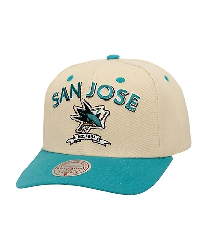 Mitchell & Ness Men's Cream San Jose Sharks Soul Legacy Defined Two-Tone Pro Crown Adjustable Hat