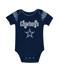 Outerstuff Baby Girls 2-Piece Navy Dallas Cowboys My Team Rocks Bodysuit and Skirt Set