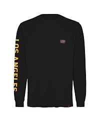 Sportiqe Men's and Women's Black Los Angeles Lakers Wales Heavyweight Pocket Long Sleeve T-Shirt