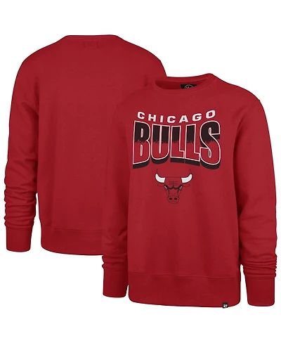 '47 Brand Men's and Women's Red Chicago Bulls Brush By Headline Crewneck Sweatshirt