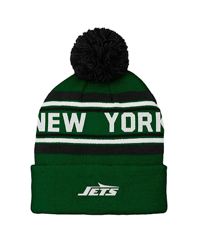 Outerstuff Preschool Green New York Jets Jacquard Cuffed with Pom Knit Hat