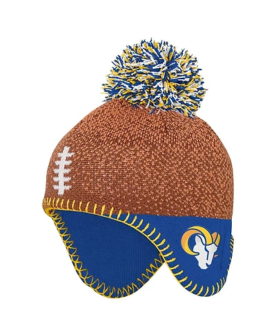 Outerstuff Baby Boys and Girls Brown Los Angeles Rams Football Head Knit with Pom Hat