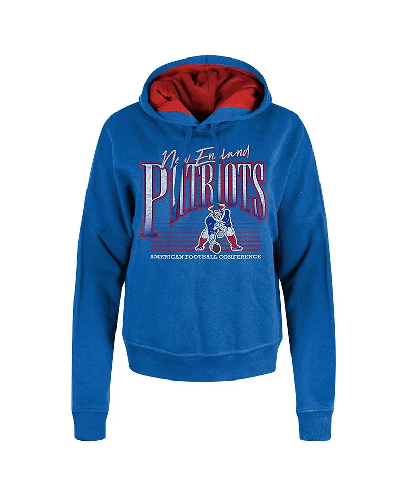 New Era Women's Royal England Patriots Throwback Boxy Pullover Hoodie