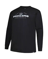 Fanatics Men's Black Green Bay Packers Big Tall Coverage Scheme Long Sleeve T-Shirt