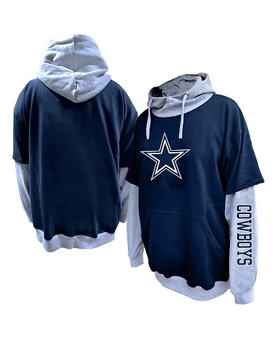 Fanatics Men's Navy/Heather Gray Dallas Cowboys Big Tall Twofer Pullover Hoodie