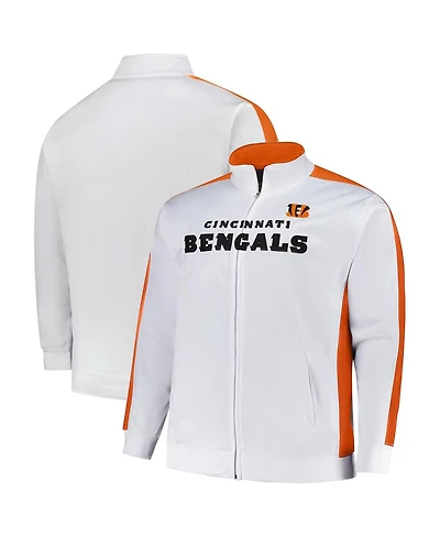 Fanatics Men's White Cincinnati Bengals Big Tall Tricot Full-Zip Track Jacket