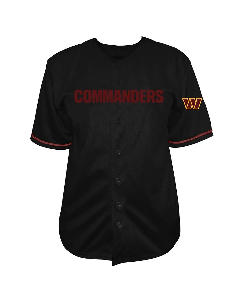 Fanatics Men's Jayden Daniels Black Washington Commanders Big Tall Baseball Button-Up Shirt
