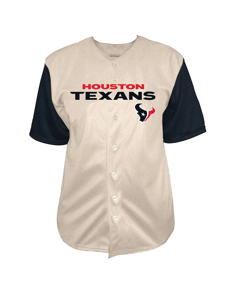 Fanatics Men's C.j. Stroud Cream Houston Texans Big Tall Baseball Button-Up Shirt