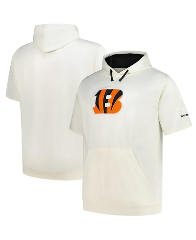 Profile Men's Oatmeal Cincinnati Bengals Big Tall Chest Print and Logo Short Sleeve Pullover Hoodie