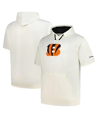Profile Men's Oatmeal Cincinnati Bengals Big Tall Chest Print and Logo Short Sleeve Pullover Hoodie