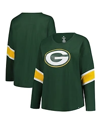 Fanatics Women's Green Bay Packers Plus Size Redzone 3/4-Sleeve Scoop Neck T-Shirt