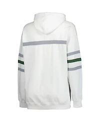 Mitchell & Ness Women's White Green Bay Packers Plus Head Coach Throwback Pullover Hoodie