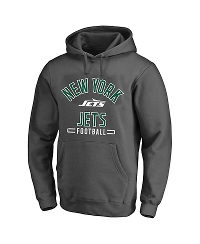 Fanatics Men's Heather Charcoal New York Jets Big Tall Pullover Hoodie